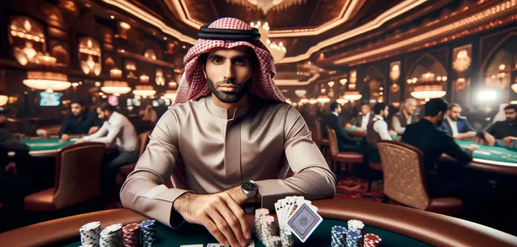 رجل عربي يلعب الكازينو